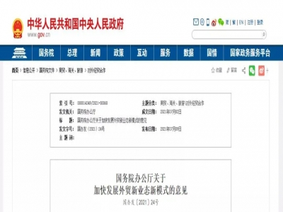  重磅！国务院办公厅关于加快发展外贸新业态新模式的意见 